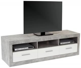 TV stolek 185 cm DEJA; beton/ bílá