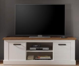 TV stolek PABLO; bílá / ořech