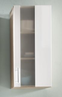 Závěsná skříňka do koupelny PORTO; bílá / dub