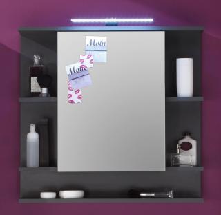 Zrcadlová skříňka do koupelny TERRYL; grafit VARIANTA: s LED osvětlením