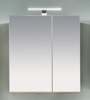 Zrcadlová skříňka PORTO; bílá / dub