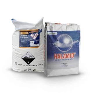 chloramin T (halamid®) 25 kg (Koncentrovaný práškový dezinfekční přípravek na bázi vysoce účinného aktivního chloru. Univerzální a silná dezinfekce pro profesionální sektor i pro řadové občany.Vhodný k dezinfekci veškerých ploch a povrchů odolných působen