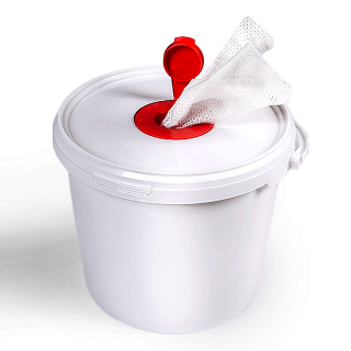 Kbelík DEZISERVIS s bílou netkanou textilií EKO WPDK, bez náplně (Speciální kbelík na čistící/dezinfekční látku s utěrkou z polyesteru a viskózových vláken.)