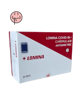 Lomina SARS-CoV-2+ Chřipka A/B Antigen LTX test 25 ks (EXPIRACE 15.9.2026. Antigenní test k rychlé detekci akutní infekce COVID-19 a chřipky A/B ze vzorků odebraných výtěrem z kraje nosu. Antigenní test detekuje nové mutace viru.)