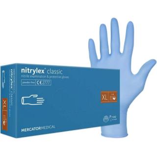 MERCATOR Classic Nitrilové rukavice bez pudru 100ks/balení velikost XL (Nitrilové zdravotnické rukavice)