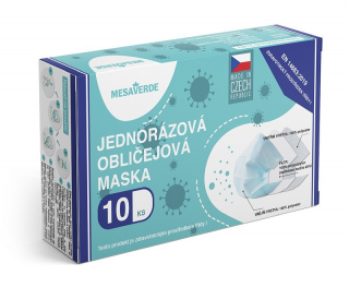 Mesaverde 3vrstvá ochranná obličejová rouška IIR 10 ks (Jednorázová 3vrstvá rouška od českého výrobce. Tato rouška chrání před viry a znečištěným prostředím.)