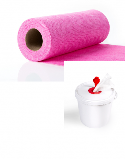 Netkaná textilie EKO WPDK růžová perforovaná, do kbelíku DEZISERVIS (Průmyslová perforovaná čistící utěrka z polyesteru a viskózových vláken.)