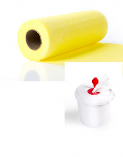 Netkaná textilie EKO WPDK žlutá perforovaná, do kbelíku DEZISERVIS (Průmyslová perforovaná čistící utěrka z polyesteru a viskózových vláken.)