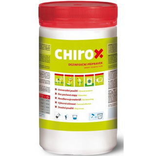 schülke chirox 1 kg (Širokospektrální práškový dezinfekční přípravek s mycími složkami na bázi aktivního kyslíku. Určený pro dezinfekci a mytí ploch, předmětů, pomůcek, zařízení a pro dezinfekci textilií.)