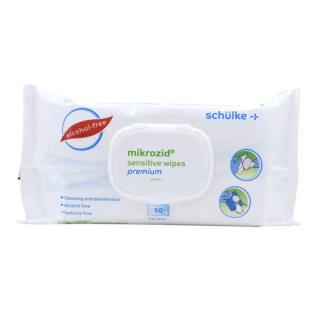 schülke mikrozid sensitive wipes premium, 100ks (Dezinfekční utěrky na bázi kvarterních amoniových sloučenin, určené k rychlé dezinfekci povrchů zdravotnických prostředků. Vhodné na dezinfekci povrchů a předmětů materiálů citlivých na alkohol.)