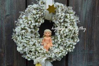 Vánoční věnec andělský (Dekorativní věnec ze sušených květin )