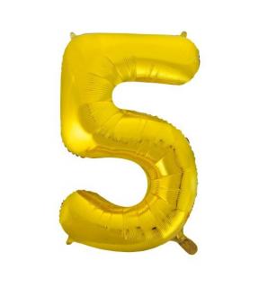 Fóliový balón zlatý 5 (Číslice 5 zlatá 76 cm)