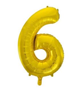 Fóliový balón zlatý 6 (Číslice 6 zlatá 76 cm)