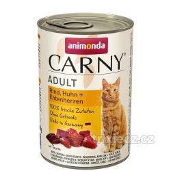 ANIMONDA konzerva CARNY Adult - hovězí, kuře, kachní srdce 400g