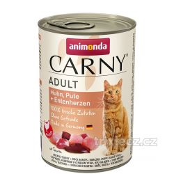 ANIMONDA konzerva CARNY Adult - kuře, krůta+kachní srdce 400g