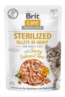 Brit Care Cat Fillets in Gravy Steril. Salmon&amp;Tuna 85g