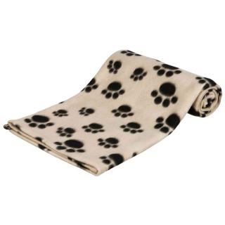 Flaušová deka BEANY 100x70cm béžová s černými tlapkami