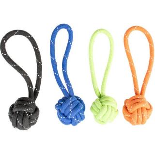 Hračka lano Míč uzel s poutkem mix 44cm Duvo+