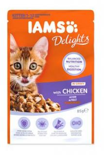 Iams Cat Kotě Kuře v omáčce kapsa 85g