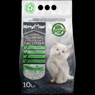 KITTYMAX hrudkující, bezprašný bílý bentonit ALOE VERA 10 l