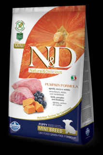 N&amp;D Grain Free Pumpkin DOG Puppy Mini Lamb &amp; Blueberry 800g