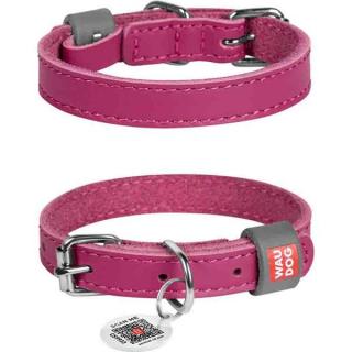Obojek kůže 25mmx38-49cm WAUDOG růžový
