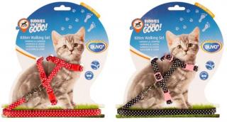 Postroj a vodítko kitten DUVO+ s puntíky 15-25cm/8mm-125cm