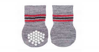 Protiskluzové šedé ponožky, 2 ks pro psy S-M