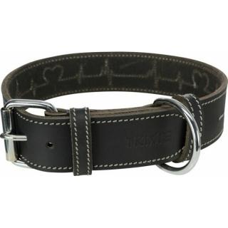 RUSTIC kožený obojek Heartbeat černá L-XL 55-65cm/40mm