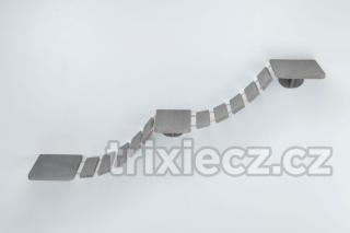 Šplhací žebřík k upevnění na stěnu, 3 platformy, 150x30cm, šedohnědá