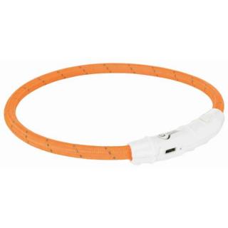 Svítící kroužek USB na krk M-L 45 cm/7 mm oranžový