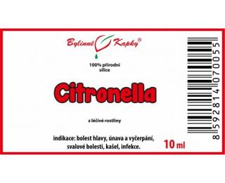 CITRONELLA 100% přírodní silice 10ml | Bylinné kapky