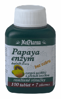 PAPAYA ENZYM - CUCAVÉ PASTILKY BEZ CUKRU - 107 TBL. | MEDPHARMA