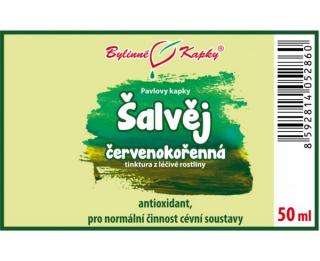 ŠALVĚJ ČERVENOKOŘENNÁ kapky (tinktura) 50ml | Bylinné kapky