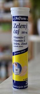 ZELENÝ ČAJ 100 mg + SELEN + VIT.E + VIT.C + ZINEK, 20 ŠUMIVÝCH TABL | MEDPHARMA