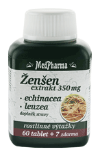 Ženšen extrakt 350 mg + echinacea + leuzea, 67 tablet | MEDPHARMA