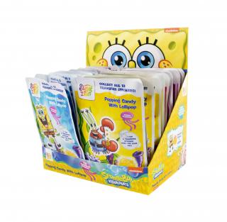 Sponge Bob popping candy - lízátko s práskacím práškem velkou samolepkou 15g