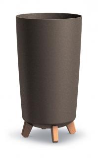 PROSPERPLAST Květináč GRACIA tubus slim Eco wood DGTL200W kávový, 19,5cm