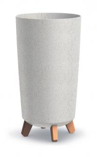 PROSPERPLAST Květináč GRACIA tubus slim Eco wood DGTL240W bílý, 23,9cm