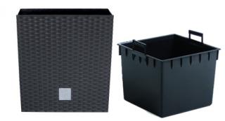 PROSPERPLAST Květináč ratanový Rato low26,2x26,2,výška26,6cm DRTS265L,antracit