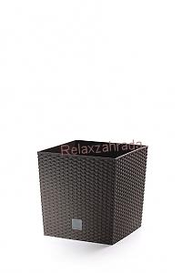 PROSPERPLAST Květináč ratanový Rato low26,2x26,2výška26,6cm DRTS265L, hnědý