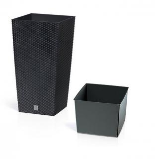 PROSPERPLAST Květináč RATO SQUARE antracit S433, 40x40cm DRTS400