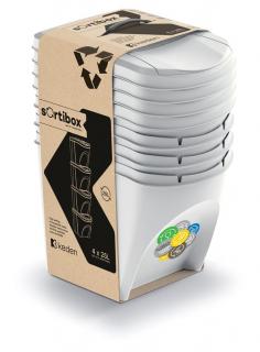 PROSPERPLAST Sada 4 odpadkových košů IKWB20S4 SORTIBOX popelavý 4x25L