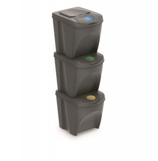 Prosperplast SORTIBOX Sada 3 odpadkových košů 3 x 25 l, šedý kámen IKWB25S3