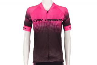 Dámský cyklistický dres CRUSSIS, krátký rukáv, černá/růžová, vel.M