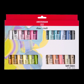 Akrylové barvy Amsterdam - sada 24 x 20 ml - SOFT COLORS (Akrylové barvy Amsterdam - sada 24 x 20 ml - SOFT COLORS)