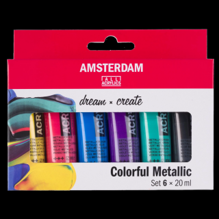Akrylové barvy Amsterdam - sada 6x20 ml - Colorful Metallic (Akrylové barvy Amsterdam - sada 6x20 ml - Colorful Metallic)