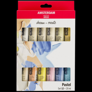 Akrylové barvy Amsterdam – set 12x20ml - Pastels (Akrylové barvy Amsterdam Standard Series - Pastels)