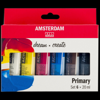 Akrylové barvy Amsterdam – set 6x20 ml - Primary (Akrylové barvy Amsterdam Standard Series - Primary)