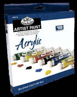Akrylové barvy Royal Langnickel - 18x21 ml (Sady akrylových barev Royal Langnickel)